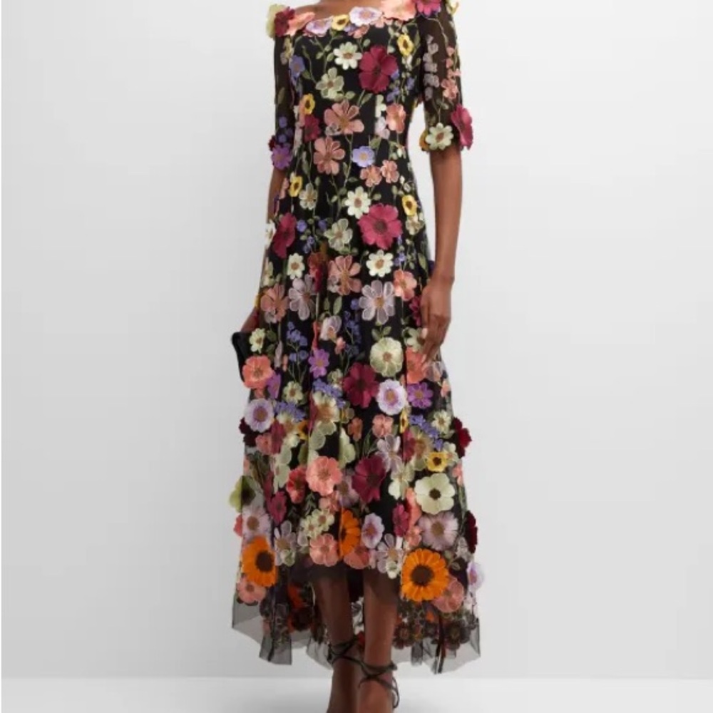 Floral Embroidered Off-Shoulder Dress